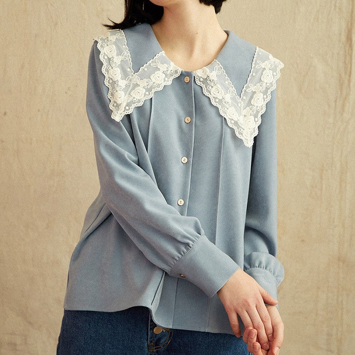 韩国设计师品牌~宽松心机甜美设计感复古衬衫